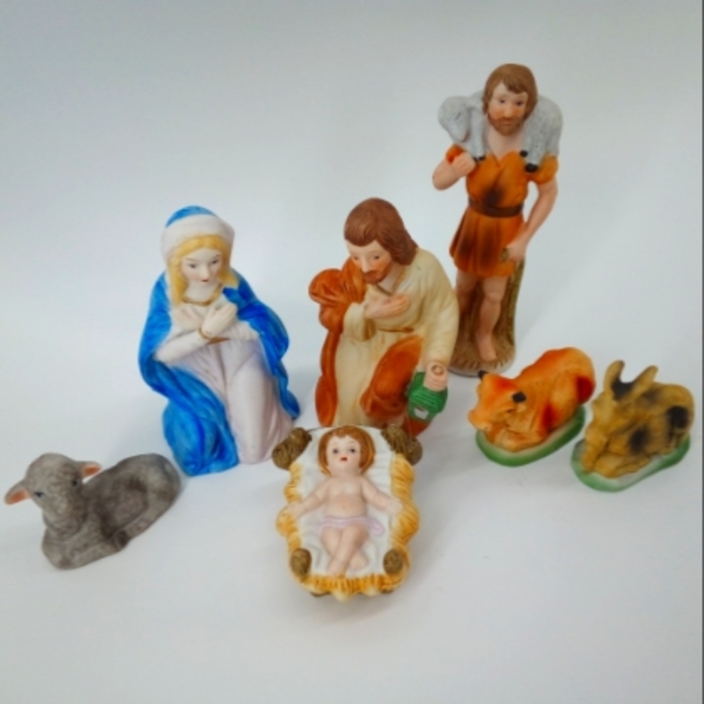 Vintage Homco Made in Taiwan Nativity Scene No Chips Ceramic Replacement Set 7